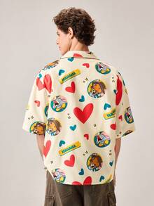 Strevion TOM & JERRY Men's Casual Simple Heart & Jerry Digital Print Short Sleeve Shirt - Multicolor - View 2