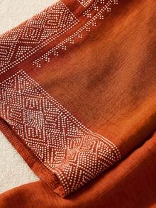 Rusticease 大尺碼女款休閒白色鏤空刺繡襯衫，秋季服飾 - 鏽棕色 - 查看 6
