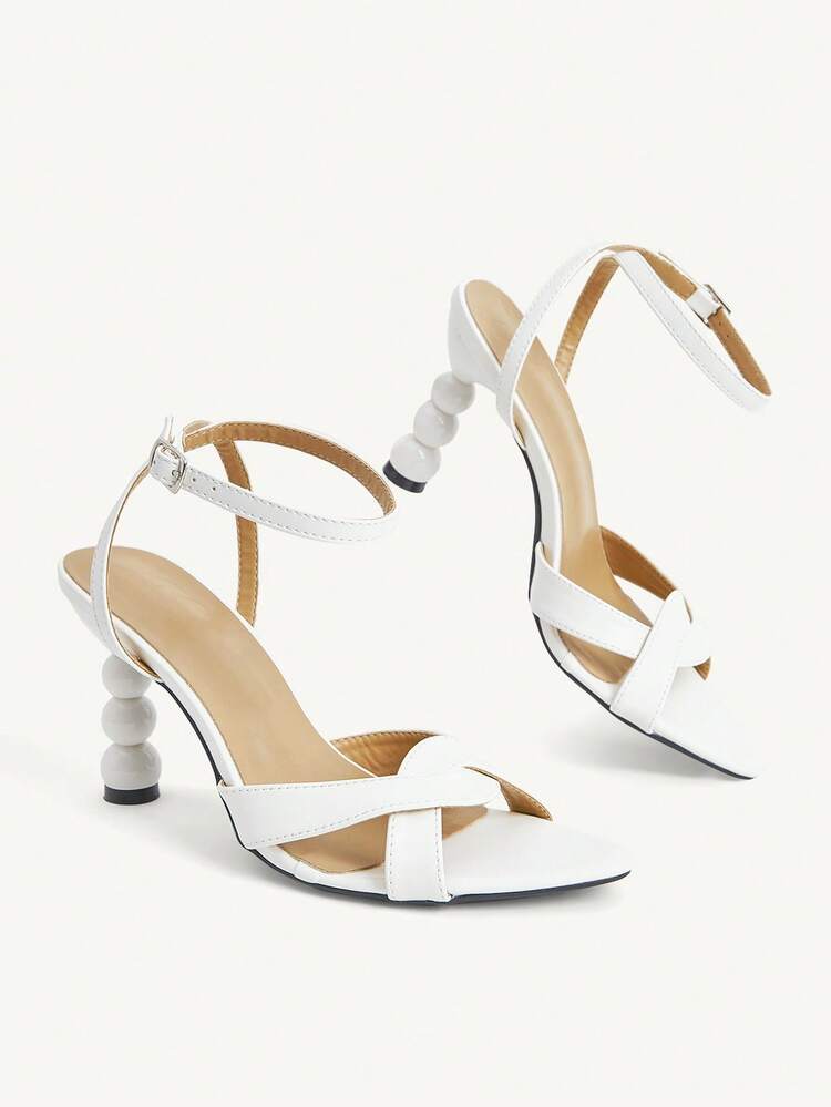 CUCCOO CHICEST Outdoor Women's High-Heeled White Sandals, Fashionable Strappy Roman Women's Shoes, Suitable For Parties And Easter Celebrations - White - View 7
