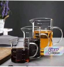Taza de medición de vidrio resistente a altas temperaturas con escala y asa - transparente - Ver 1