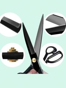 Professional 8/10/12-Inch Heavy-Duty Tailor Scissors - High Carbon Steel, Ergonomic Handle, Suitable For Cutting Artificial Leather And Fabrics - Ideal For Home, Office, And Fashion Designers - black - View 9