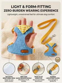 PETSIN 1 Set Tali dan Harness Anjing Tipe Rompi, Tali Jalan Bernapas untuk Anjing Teddy, Bichon, Pomeranian, Ukuran Sedang dan Kecil - MultiWarna - View 3
