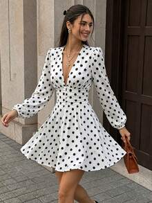 Elyressa French Vintage Elegant Black And White Pattern Dress Women ...