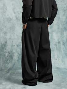INCRYTM Men's Casual Street Style Black Loose Straight Leg Commuter Pants Wide Leg - Black - View 2