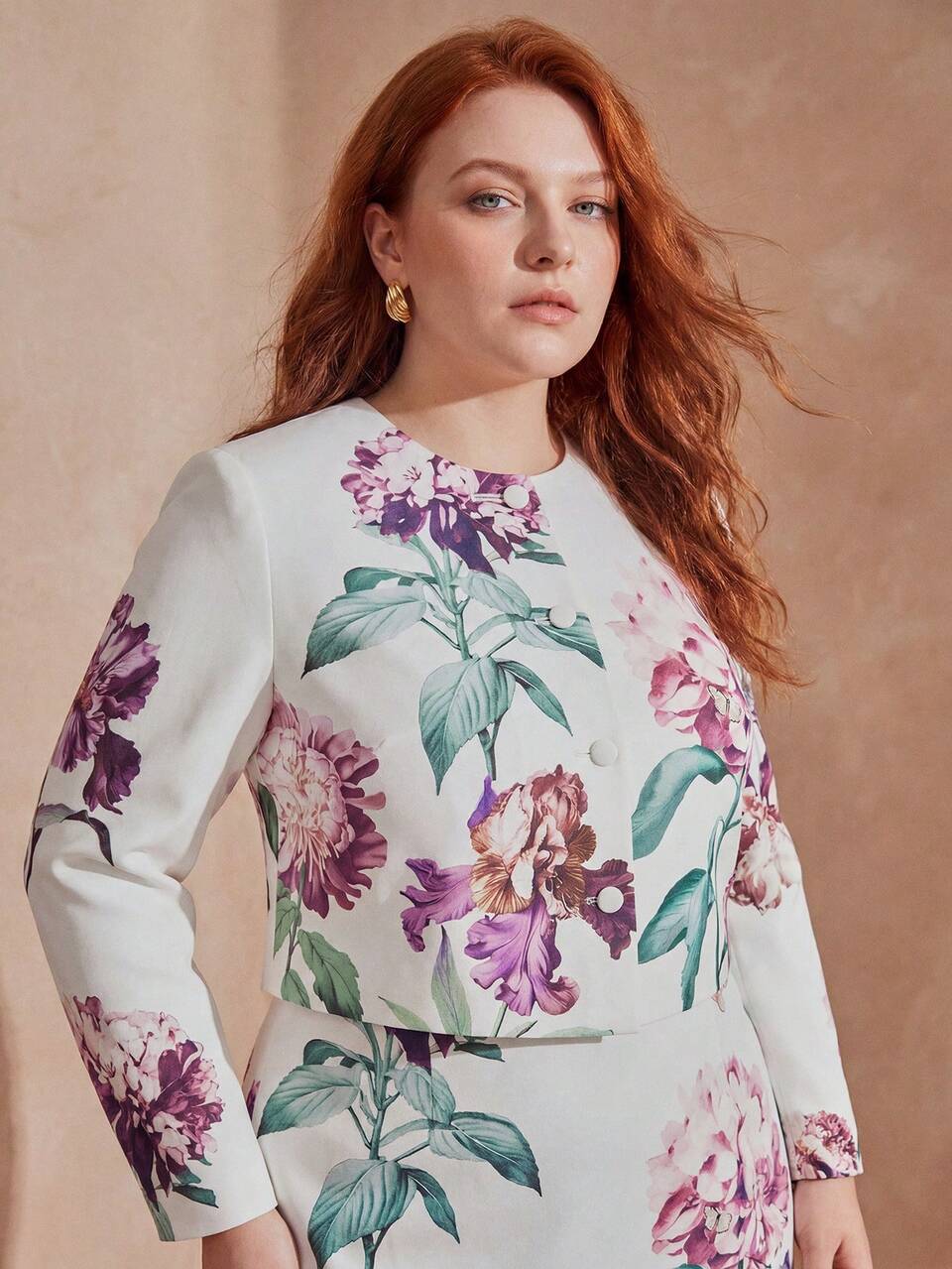 MOTF PLUS SIZE WOMEN'S FLORAL PRINT SPRING/SUMMER JACKET FALL