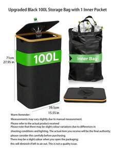100-Liter Capacity With Lid Recycling Trash Can - 29-Gallon Kitchen Trash Can, Equipped With 1 Detachable And Reusable Inner Bag, Suitable For Bottles, Cans, Plastics And Glass. Multi-Purpose Garbage Classification Trash Can, Suitable For Families - Multicolor - View 15