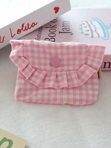 1Pc Cute Plaid Pattern Camera Bag CCD Storage Bag Canvas Camera Case Mini Cute Square Cosmetic Bag Camera Dustproof Storage Bag Camera Pouch Women Lipstick Sanitary Napkins Storage Pouch Wallet Coin Purse Card Holder - Multicolor - View 25