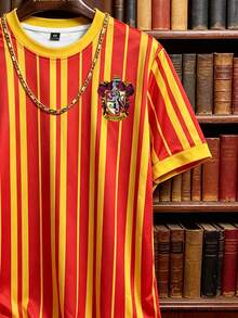 HARRY POTTER X SHEIN Aesthetic Post 男士夏季休閒條紋短袖T恤 - 彩色 - 查看 2