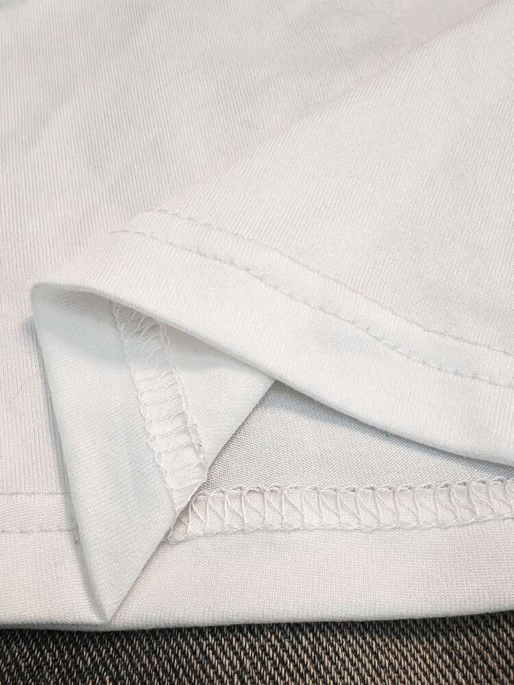 IslaSuriya Kaos Wanita Y2K dengan Hiasan Rhinestone Tebal dan Desain Hot Stamping, Model Seksi dengan Potongan V Dalam, Era 2000-an - MultiWarna - View 5