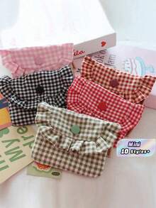 1Pc Cute Plaid Pattern Camera Bag CCD Storage Bag Canvas Camera Case Mini Cute Square Cosmetic Bag Camera Dustproof Storage Bag Camera Pouch Women Lipstick Sanitary Napkins Storage Pouch Wallet Coin Purse Card Holder - Multicolor - View 1