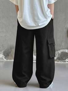 SHEIN Kids Tween Boy Casual Daily Comfortable Cargo Straight Leg Loose ...