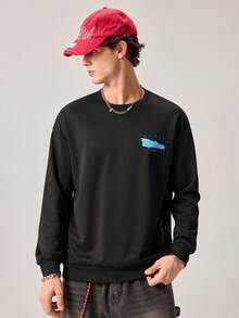 Strevion BATMAN Sweatshirt Lengan Panjang Leher Bulat Kasual Pria dengan Gambar Mobil , Cocok untuk Musim Semi dan Gugur - Hitam - View 4