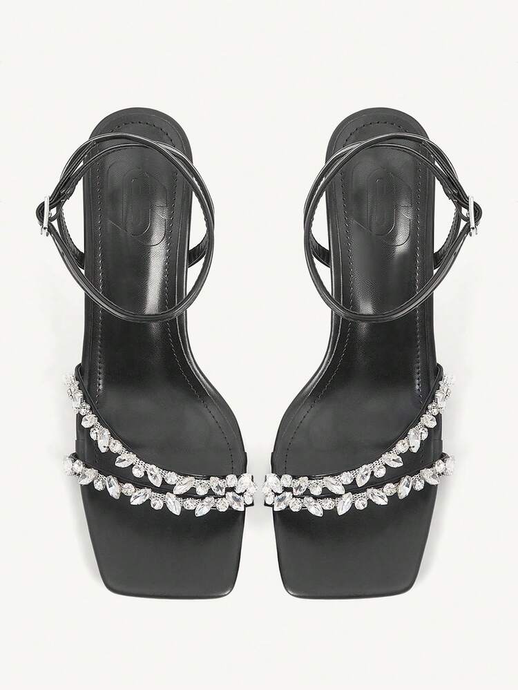CUCCOO CHICEST Women's Stiletto Sandals, Elegant And Casual, Suitable For Office Commuting, Dating, Parties, Christmas Elegant Shoes, Wedding Shoes - Quiet Night Black. - View 7
