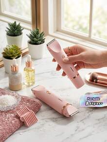 2-In-1 Electric Shaver For Women, Rechargeable And Portable, Suitable For Wet And Dry Use. Perfect For Trimming And Shaving Hair On Arms, Legs, Underarms, Bikini Line, And Facial Hair Including Lip, Chin And Neck. Features Adjustable Head For Smooth - multicolor - View 1
