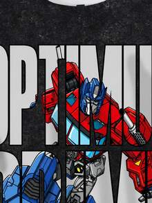 Transformers X SHEIN Men's Crew Neck Cartoon Print Casual Versatile Daily Short Sleeve T-Shirt - White - View 3