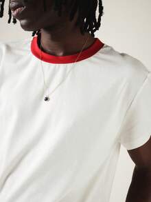 SUMWON Ringer Slim Fit Tee Crew Neck Short Sleeve Contrast Collar Casual Everyday Cropped T-Shirt Summer Essential - Multicolor - View 5