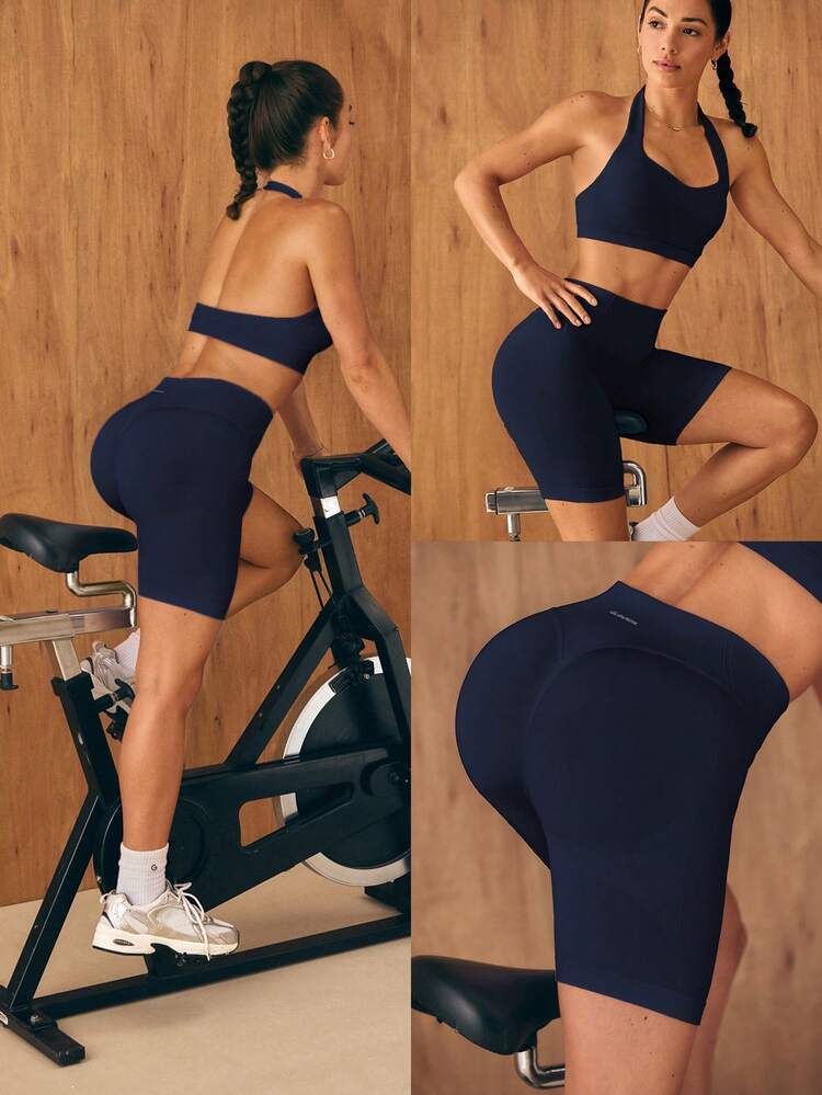 GLOWMODE 5" Ultrafine Soft Seamless Summer Sculpt High Waist Double Layer Coverage Sculpting Fit Mid-Thigh Biker Shorts With Butt Lift Compression Medium Impact Training Gym Studio Daily Wear - Iron Gray - View 10
