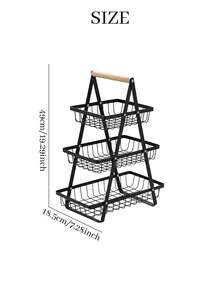Cirelle 1pc Three-Tier Metal Countertop Storage Organizer With Wooden Handle, Multi-Purpose A-Frame Display Rack For Pantry, Vanity, Dining Table And Home Decor, Space-Saving Household Storage - Multicolor - View 7