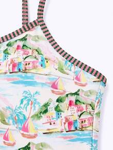 Swim Oasis 26SS 春夏度假風 魚圖案波希米亞風 分體式泳衣短褲兩件套 - 彩色 - 查看 9