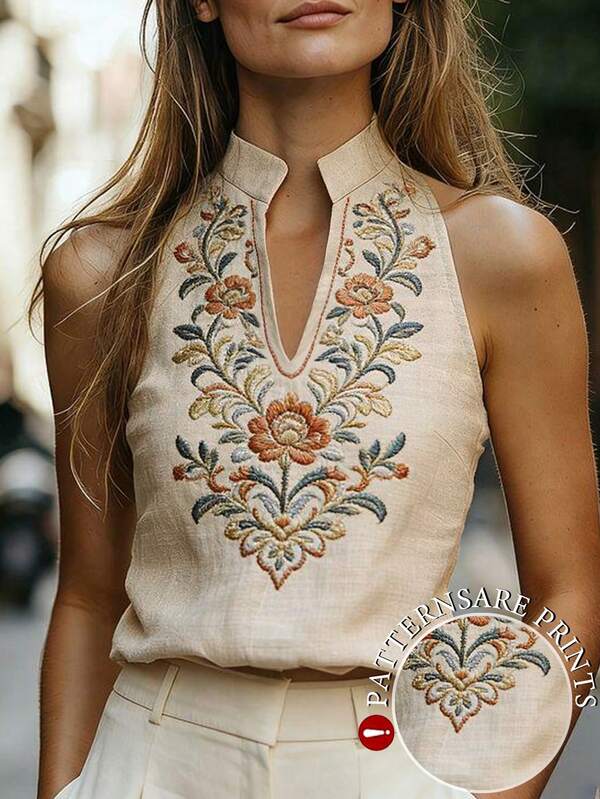 SHEIN Rompi Tanpa Lengan Leher V Terbaru untuk Wanita Musim Semi/Panas dengan Motif Bunga yang Indah, Desain Gaya Jalanan Kasual dan Elegan. Cocok untuk Pakaian Musim Panas, Pakaian Kasual Wanita, Atasan Elegan, Bepergian, Pakaian Kantor, dan Pakaian Kerja.