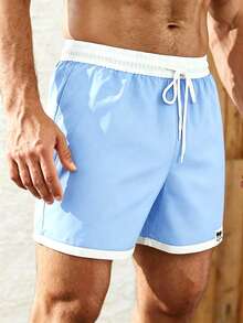 Palasendo Pantalones cortos de playa con bloques de color, cintura con cordón y bolsillos para hombres - Multicolor - Ver 5