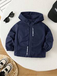 SHEIN 男女嬰兒/男嬰 春夏秋薄款連帽外套 防風防曬連帽衛衣 男嬰服飾 Squishy - 藏蓝色 - 查看 1