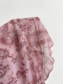 Elamini 女士连衣裙，佩斯利腰果花印花，棕色度假风，拼接撞色网眼印花 - 粉色 - 查看 7