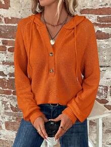 SHEIN Clasi Sudadera de talla grande casual versátil de unicolor - Naranja - Ver 3