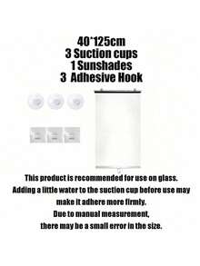 1 Set Blackout Roller Blind Includes 3 Suction Cups 3 Adhesive Hooks No Drill Retractable Sunshade Portable Curtain For Home Bathroom Kitchen Office - Sunshade Roller Blind - View 23
