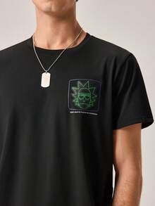 Strevion Men's Summer Fashion Rick And Morty Graphic Print Letter Print Sports Short Sleeve T-Shirt And Shorts 2pcs Casual Daily Set - Black - View 8