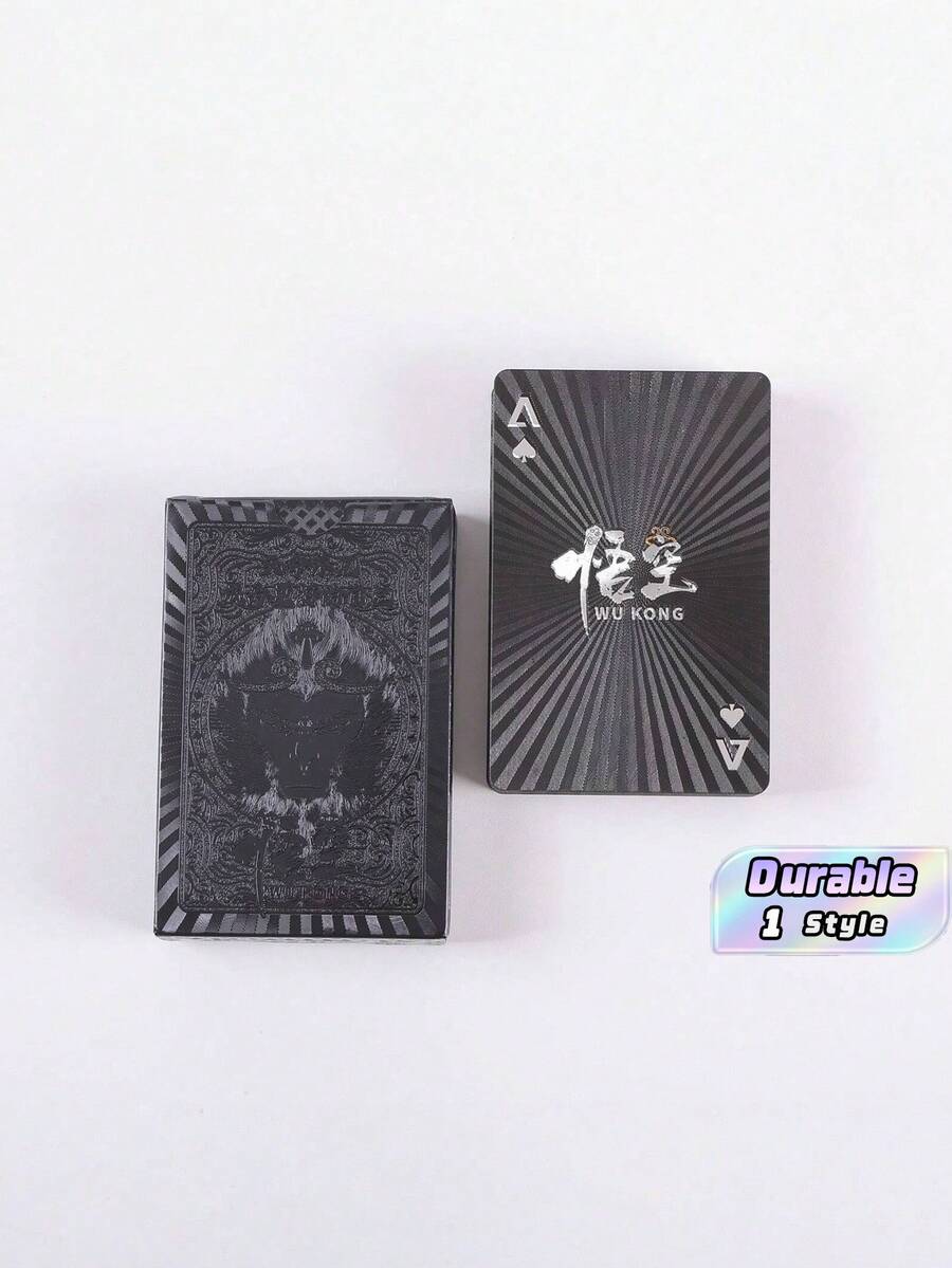 經典撲克牌 耐用教育休閒桌上遊戲牌 競賽娛樂撲克牌 適合室內派對與日常放鬆 - 黑色 - 查看 1