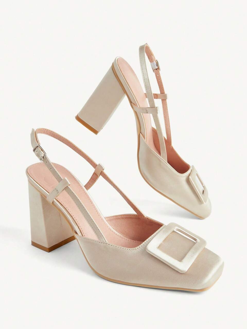 CUCCOO CHICEST Outdoor Women's Square Toe Thick Heel Fabric, Buttons Decorated Fashion Comfortable, Daily Party And Banquet Toe Buttons Decorative Buckles, Shoes
