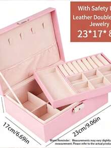 1pc Pu Leather Belt Lock 3-Layer Jewelry Box, Jewelry Ring Box, Earring, Necklace Studs, Jewelry Display Case, Transparent Ring Box, Bead Storage Case, Vintage Gift, Travel Jewelry Storage Case, Portable Jewelry Storage Case, Valentine'S Day Gift - Multicolor - View 9