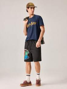 Strevion Harry Potter Kaos Pria Minimalis Motif Grafis Leher Bulat Lengan Pendek, Musim Panas - Navy Blue - View 6