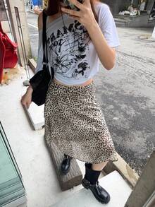 K-Vae Women's Vintage Old Money 70s Y2k Casual Leopard Print Cake Hem Asymmetrical Mid-Length Chiffon A-Line Skirt Going Out Light Brown Summer - Multicolor - View 3