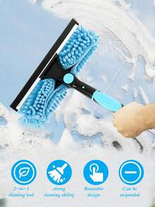 2-In-1 High-Rise Window Cleaning Kit With 10 Extension Rods For High-Rise Glass Wipe And Scraper, Reusable Microfiber Pad, No Power Required, Machine Washable, Ideal Mother's Day Gift - Multicolor - View 2