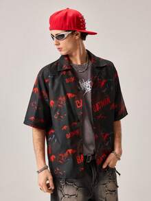 Strevion Men's Casual Brave Batman Digital Print Short Sleeve Shirt - Multicolor - View 1