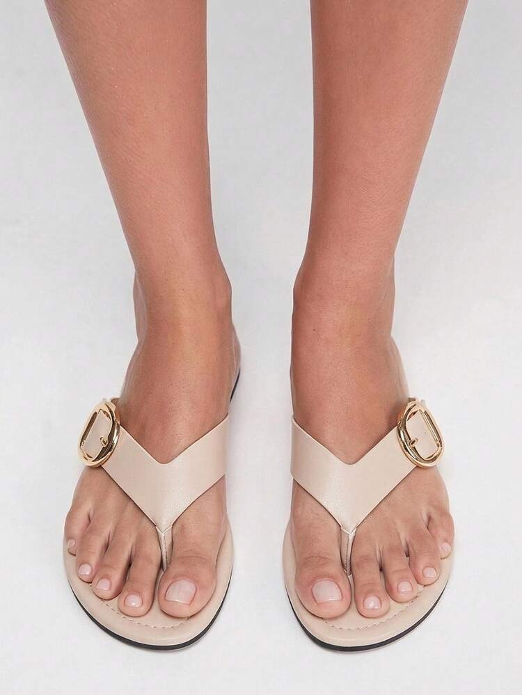Grefit Ladies' Elegant Summer Apricot Flat-Bottomed Slippers - Apricot - View 7