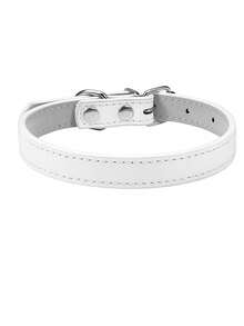 Simple PU Leather Pet Collar, Adjustable Neck Collar For Small Medium Dogs & Cats, Walking Pet Accessory - Multicolor - View 28