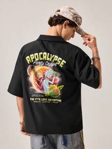 Strevion Men's Simple Casual Rick And Morty Toxic Ball Print Graphic Short Sleeve Shirt - Black - View 1