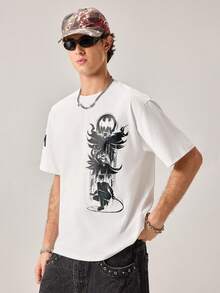 Strevion Summer Men's Casual Streetwear Versatile "BATMAN" IP Series Short Sleeve T-Shirt - White - View 5