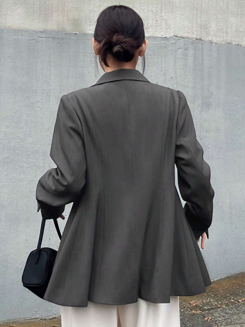 Women's Korean Style Solid Color Waist-Cinching Blazer Jacket, Autumn