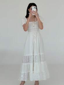 Yasmeen Edit Yasmeen Edit 波希米亞音樂節泡泡袖長洋裝，白色，夏季女款洋裝，優雅白色女款洋裝 - 白色 - 查看 4