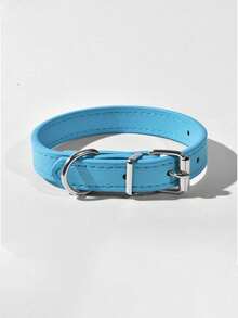 Simple PU Leather Pet Collar, Adjustable Neck Collar For Small Medium Dogs & Cats, Walking Pet Accessory - Multicolor - View 10