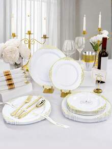 European Style Embossed Disposable Plastic Tableware, Minimalist Elegant Design, For Home, Party, Gathering - disc - View 4
