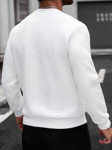 Manfinity CasualCool 男士休閒百搭素色套頭運動衫 - 白色 - 查看 2
