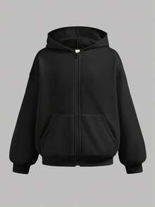 SHEIN Tween女孩粉色休閒花卉印花單肩不對稱長袖抓皺修身裙 2 - 黑色 - 查看 6