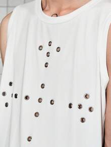ROMWE MEN Street Life Men's Cross Eyelet Tank Top - White - View 2