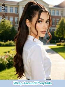 Ponytails Extensions Human Hair Dark Brown Remy Hair Extensions Invisible Wrap Around Ponytail Real Human Hair For Women Daily Work - S2 - View 4