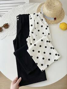 SHEIN LMoss Kids Young Girl 2件組粉色與白色牛仔寬鬆長褲女童款 - 彩色 - 查看 3